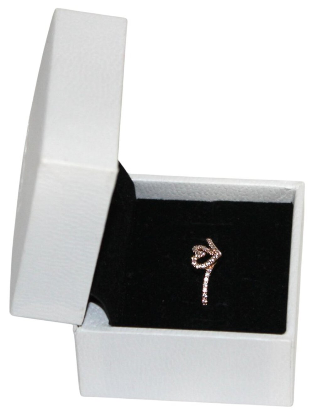 Pandora Sparkling Wishbone Heart Ring Rose Gold Plated Size 58 (8.5) - Picture 3 of 12